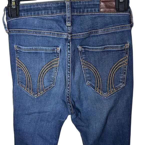 Hollister Women’s Size 24x26 Skinny Jeans Blue Medium Wash Ripped Distressed - Picture 5 of 7